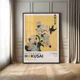 11004-MGV-CV-24X36-Hokusai Hydrangea Wall Art – Japanese Floral Canvas Print with Swallow Bird, Classic Ukiyo-e Nature Decor for Bedroom, Office or