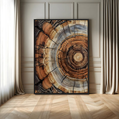 28233914-MGV-CV-24X36-Tree Rings Wall Art Canvas Print, Framed Wood Texture Art Picture Print, Rustic Pattern Perfect Rustic Organic Decor Artwork