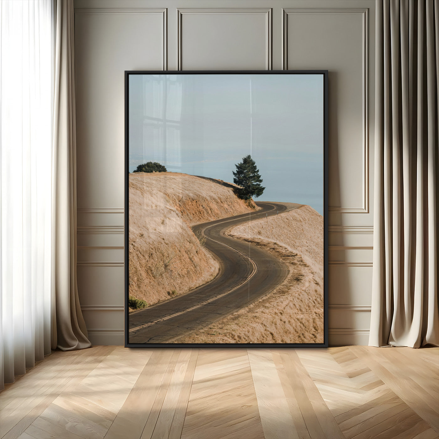 54702459-MGV-CV-24X36-Desert Road Wall Art Canvas Print, Framed Earthy Landscape Art Picture Print, Minimal Scenic Perfect Rustic Minimalist Decor