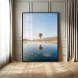 98091684-MGV-CV-24X36-Hot Air Balloon Wall Art Canvas Print, Framed Flight Reflection Art Picture Print, Peaceful Lakeside Perfect Modern Minimalist