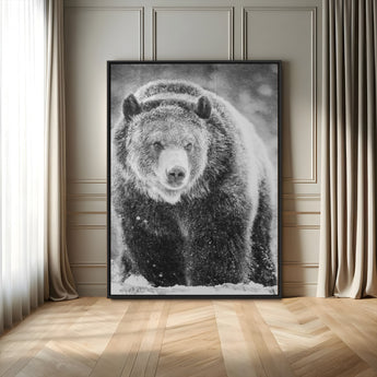 98050634-MGV-CV-24X36-Bison Portrait Wall Art Canvas Print, Framed Rustic Wall Accent Art Picture Print, Lodge Style Perfect Rustic Lodge Decor Artwork