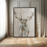 79642067-MGV-CV-24X36-Abstract Deer Wall Art Canvas Print, Framed Lodge Style Decor Art Picture Print, Rustic Animal Wall Perfect Lodge Cabin Style