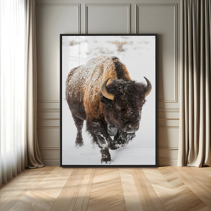 19448944-MGV-CV-24X36-Winter Wilderness Wall Art Canvas Print, Framed Brown Tones Art Picture Print, Nature Close-Up Perfect Rustic Lodge Decor Decor