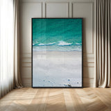 26150405-MGV-CV-24X36-Soft Waves Wall Art Canvas Print, Framed Seaside Escape Art Picture Print, Minimalist Beach Aesthetic Perfect Coastal Minimalist