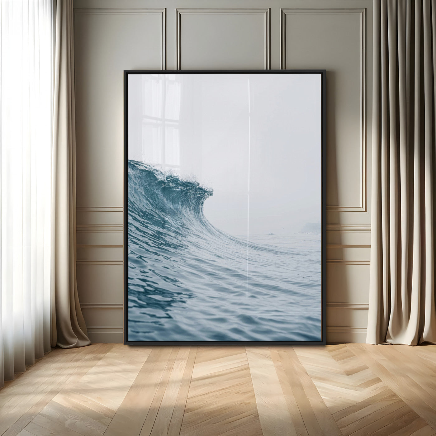 38699249-MGV-CV-24X36-Ocean Wave Wall Art – Minimalist Sea Canvas Print, Rising Surf and Misty Horizon Photography Decor for Bedroom, Living Room,