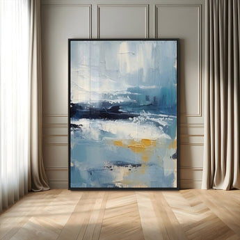 80358-MGV-CV-24X36-Abstract Seascape Wall Art Canvas Print, Framed Coastal Horizon Art Picture Print, Textured Ocean Perfect Minimal Coastal Decor