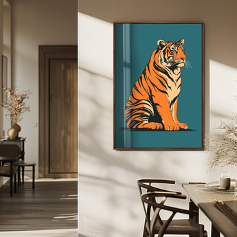 45688-MGV-FP-48X32-3P_Walnut-Tiger Wall Art – Bold Jungle Cat Canvas Print, Modern Wildlife Animal Decor for Living Room, Bedroom, Office or Nature Inspired