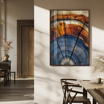 47703729-MGV-CV-24X36-Tree Rings Wall Art Canvas Print, Framed Wood Texture Art Picture Print, Blue Grain Perfect Rustic Modern Decor Artwork