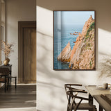 74527880-MGV-FP-48X32-3P_Walnut-Cliff Divers Wall Art Canvas Print, Framed Ocean Adventure Art Picture Print, Coastal Movement Perfect Adventurous Coastal Decor