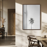 67263674-MGV-CV-24X36-Lone Palm Tree Wall Art Canvas Print, Framed Minimalist Tropical Art Picture Print, Monochrome Beach Perfect Modern Coastal