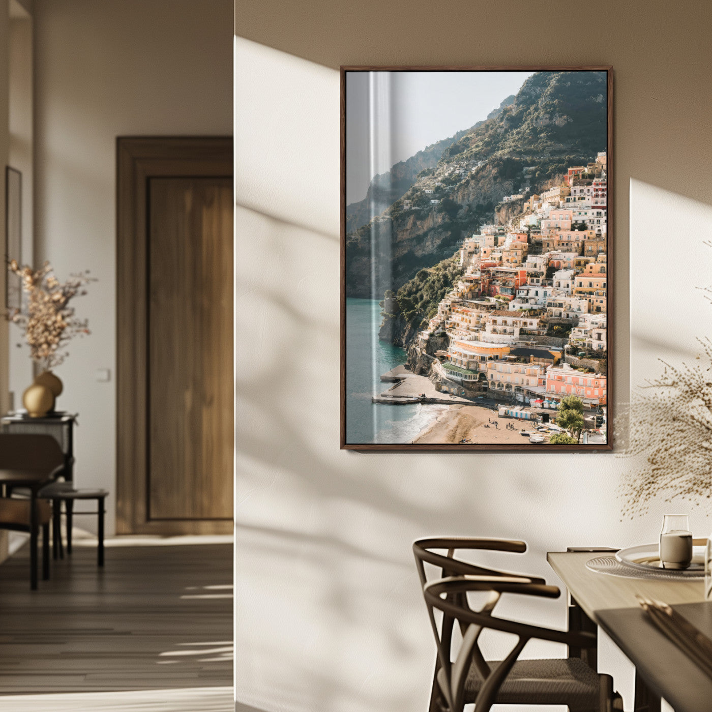 28897019-MGV-CV-24X36-Positano Coastline Wall Art Canvas Print, Framed Amalfi Architecture Art Picture Print, Italian Riviera Perfect Mediterranean