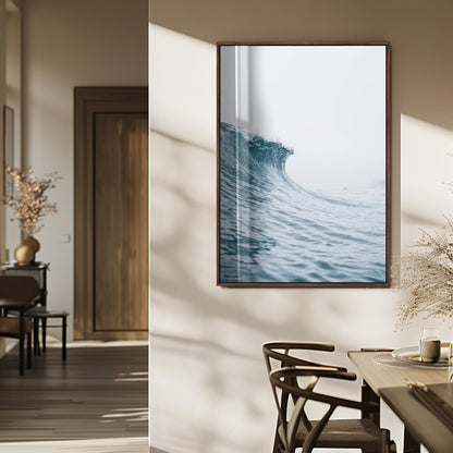 99679915-MGV-FP-48X32-3P_Walnut-Ocean Wave Wall Art Canvas Print, Framed Coastal Decor Art Picture Print, Modern Ocean Perfect Modern Coastal Minimalist Decor