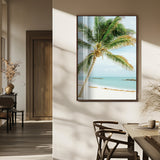 83804429-MGV-FP-48X32-3P_Walnut-Palm Tree Wall Art Canvas Print, Framed Tropical Beach Art Picture Print, Soft Sand Perfect Tropical Coastal Decor Artwork