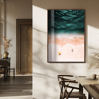 44468317-MGV-FP-48X32-3P_Walnut-Tropical Relaxation Wall Art Canvas Print, Framed Coastal Vibes Art Picture Print, Ocean Aesthetic Perfect Coastal Minimalist