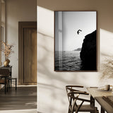 36618494-MGV-FP-48X32-3P_Walnut-Modern Wall Art – Cliff Diver Black and White Canvas Print, Bold Ocean Photography Decor for Bedroom, Living Room, Office, Coastal