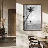 41303063-MGV-FP-48X32-3P_Walnut-Coastal Wall Art – Palm Tree Swing Black and White Canvas Print, Tropical Beach Photography Decor for Bedroom, Living Room,