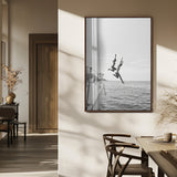 34708932-MGV-FP-48X32-3P_Walnut-Sailing Adventure Wall Art – Black and White Ocean Jump Canvas Print, Nautical Lifestyle Photography Decor for Living Room,