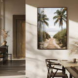 53859552-MGV-FP-48X32-3P_Walnut-Tropical Beach Wall Art – Palm Tree Pathway Canvas Print, Coastal Paradise Photography Decor for Living Room, Bedroom, Office,