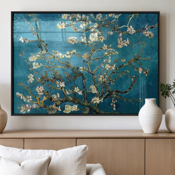 91714-MGV-FP-36X24-3P_Black-Almond Blossoms Wall Art – Handcrafted Van Gogh Inspired Floral Canvas Print, Beautiful Nature Decor for Living Room, Bedroom, or