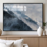 85737-MGV-FP-36X24-3P_Black-Misty Mountain Wall Art – Atmospheric Pine Forest Canvas Print with Fog and Mist, Calm Nature Decor for Living Room, Bedroom,