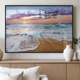 53006-MGV-FP-36X24-3P_Black-Ocean Beach Sunset Wall Art – Vibrant Seascape Canvas Print, Coastal Home Decor for Living Room, Bedroom, Office or Beach House