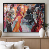 24452-MGV-FP-36X24-3P_Black-Vibrant Jazz Musician Painting - Expressive Art Print of Live Jazz Band, Perfect Wall Decor for Music Lovers and Art Enthusiasts