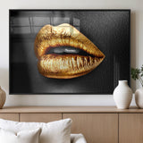 84747-MGV-FP-36X24-3P_Black-Golden Lips Black & White Portrait – Glamorous Metallic Lip Art Print, Modern Wall Decor for Bedroom, Beauty & Fashion Lover Gift