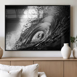 22702-MGV-FP-60X30-3P_Black-Black and White Ocean Wave Wall Art – Powerful Surf Curl Photography Canvas Print, Modern Coastal Decor for Living Room, Office or
