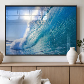 37494-MGV-FP-60X30-3P_Black-Ocean Wave Canvas Art – Stunning Blue Wave Photography, Coastal Wall Decor for Living Room, Bedroom or Office
