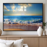 50522-MGV-FP-60X30-3P_Black-Ocean Sunrise Wall Art – Peaceful Beach Waves and Golden Horizon Canvas Print, Coastal Seascape Decor for Home or Office