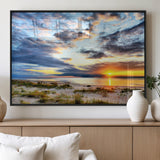 39645-MGV-FP-60X30-3P_Black-Golden Beach Sunset Wall Art – Serene Ocean Horizon Canvas Print, Coastal Nature Landscape Decor for Living Room, Bedroom or