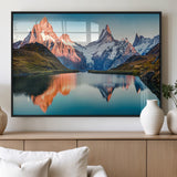 88453-MGV-FP-60X30-3P_Black-Mountain Lake Wall Art – Snow-Capped Peaks Reflected in Alpine Water Canvas Print, Nature Landscape Wall Decor for Living Room or