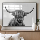 10123-MGV-FP-60X30-3P_Black-Black and White Highland Cow Wall Art – Modern Farmhouse Animal Print, Rustic Scottish Bull Canvas Decor for Living Room, Bedroom,