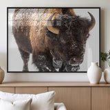 65605-MGV-FP-60X30-3P_Black-Snow Bison Wall Art – Close Up Buffalo Canvas Print, Rustic Western Wildlife Photography, Farmhouse Cabin Lodge Decor for Living