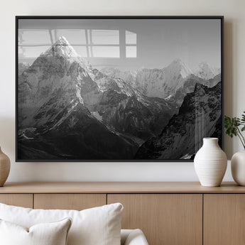 10775-MGV-FP-60X30-3P_Black-Snow Capped Mountain Wall Art – Black and White Canvas Print of Majestic Peaks, Nature Landscape Photography for Office, Bedroom,
