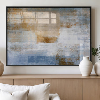 72354-MGV-FP-60X30-3P_Black-Blue and Gold Abstract Wall Art – Modern Minimalist Canvas Print, Textured Contemporary Painting for Living Room, Bedroom, or