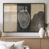 77785-MGV-FP-60X30-3P_Black-Tree Ring Abstract Wall Art – Rustic Wood Growth Pattern Canvas Prints, Modern Nature-Inspired Decor for Living Room or Office