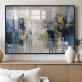 44344-MGV-FP-36X24-3P_Black-Abstract Blue and Gold Wall Art – Modern Hand Painted Canvas Print, Contemporary Textured Painting for Living Room, Bedroom or