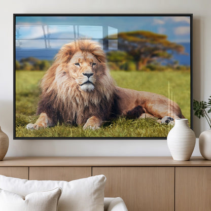 67826-MGV-FP-36X24-3P_Black-Majestic Lion Wall Art – King of the Jungle Canvas Print, Safari Wildlife Decor for Living Room, Office, or Man Cave