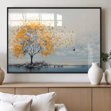 23385-MGV-FP-36X24-3P_Black-Golden Butterfly Tree Wall Art – Abstract Yellow and Gray Canvas Print, Modern Nature Artwork for Living Room, Bedroom or Office