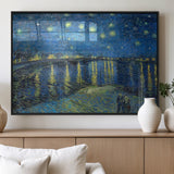 94605-MGV-FP-36X24-3P_Black-Starry Night Over the Rhone Wall Art – Vincent van Gogh Canvas Print, Famous Impressionist Painting for Living Room, Office