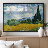 97252-MGV-FP-36X24-3P_Black-Wheat Field with Cypress – Van Gogh Wall Art, Impressionist Landscape Canvas Print, Rustic Home Decor for Living Room or Office