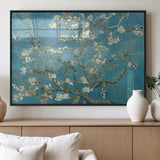 65607-MGV-FP-36X24-3P_Black-Almond Blossom Wall Art – Van Gogh Blue Floral Canvas Print, Elegant Impressionist Painting Decor for Living Room, Bedroom or