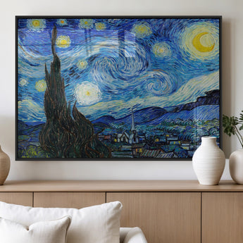 39177-MGV-FP-36X24-3P_Black-Starry Night Wall Art – Vincent van Gogh Famous Painting Canvas Print, Timeless Starry Sky Decor for Living Room, Bedroom or