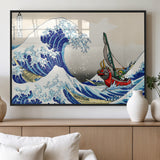 19450-MGV-FP-36X24-3P_Black-Great Wave Adventure Wall Art – Japanese Style Ocean Canvas Print, Fantasy Sailing Decor for Living Room, Bedroom or Office