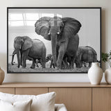 91685-MGV-FP-36X24-3P_Black-Elephant Herd Wall Art – Black and White Safari Canvas Print, African Wildlife Photography Decor for Living Room, Office or