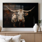 70522-MGV-FP-36X24-3P_Black-Longhorn Bull Wall Art – Striking Canvas Print of Majestic Bull, Premium Animal Decor for Home, Office, Man Cave, or Living Room