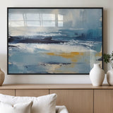 19746-MGV-FP-36X24-3P_Black-Abstract Ocean Wall Art – Modern Coastal Canvas Print with Blue, White and Gold Textures, Contemporary Seascape Painting for