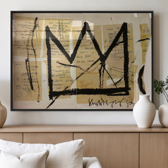 37215-MGV-FP-36X24-3P_Black-Abstract Crown Wall Art – Urban Graffiti Style Canvas Print Modern Street Art Design, Bold Contemporary Decor for Living Room,