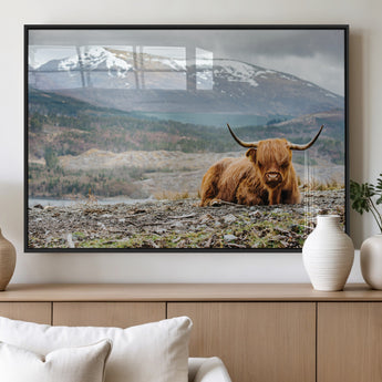 80252-MGV-FP-60X30-3P_Black-Scottish Cow Wall Art Canvas Print, Framed Highland Cow Art Picture Print, Highland Cattle Perfect Rustic Farmhouse Decor Artwork
